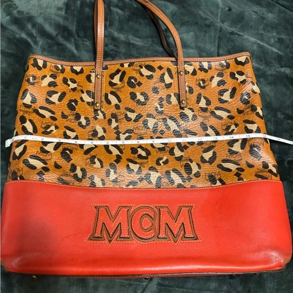 MCM Tan and Red Leopard Tote - Picture 3 of 12